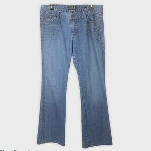 Seven7 Y2K Wide Leg Jeans Size 31 Bootcut Boho 90s Mid Rise Light Blue Denim
